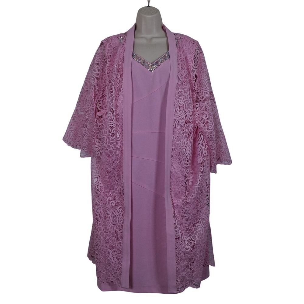 Giovanna Signature Pink Lace Rhinestone 2 Piece Dress Jacket NWT
